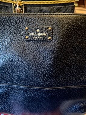 kate spade black pebbled leather shoulder bag with gold hardware